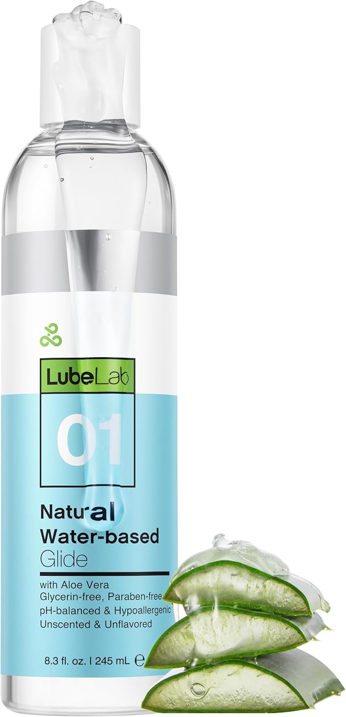 Waterbased Lube 8.3 Fl Oz. Personal Lubricant w/Aloe & Vitamin E, Hypoallergenic, Free of Paraben&Glycerin&PEGs, PH-Balanced, Natural Smooth Slippery Glide Gel for Couples, Men, Women