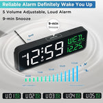 Large Display Digital Alarm Clock for Bedrooms, Date Day of Week Temp Desk Table Clocks for Living Room Office, Dimmable Plug in Electric Clock, 5 Volumes, Loud, Auto DST