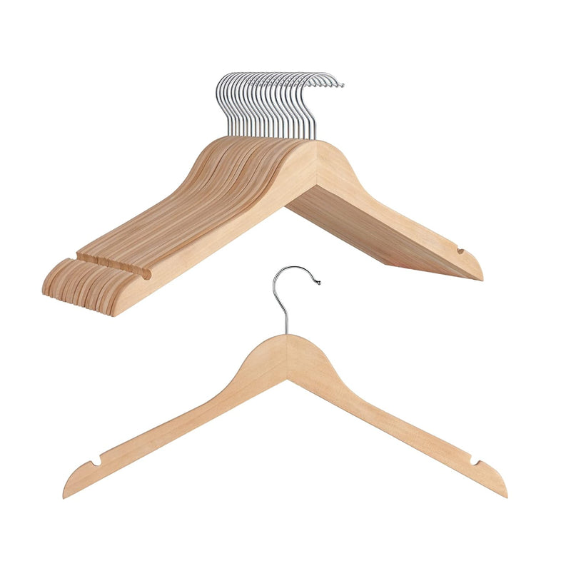 Wooden Hangers, Slim Natural Wood Hangers, Premium Solid Wood Clothes Hanger For