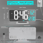 Digital LED Clocks for Bedrooms 6.7in White Alarm Clock, Dimming, 12/24h, Date, Day of Week,Temp,Desk Clock, LED Clock for Bedside, Digital Calendar Clocks for Living Room Essentials