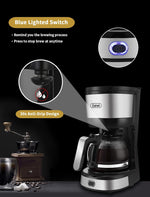 4-Cup Coffee Maker with Auto-Shut Off, Small Drip Coffeemaker Super Automatic Espresso Machines Compact Coffee Pot Brewer Machine with Cone Filter, Glass Carafe and Hot Plate