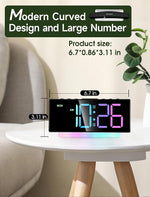 Extra Loud Alarm Clock for Heavy Sleepers Adults,Teens,Kids,Rainbow Clock for Bedrooms,Small Bedside Digital Clock with Large Display,7 Color Night Light,12/24h(Black+Dynamic)