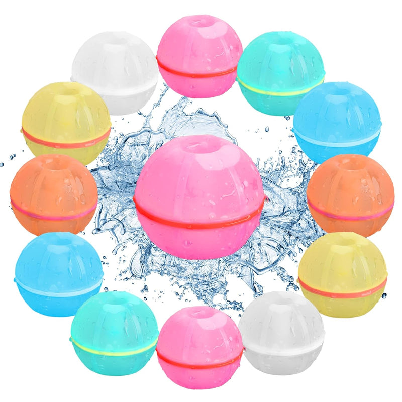 12 Pcs Reusable Water Balloons Quick Fill Self Sealing Magnetic Water Balls Fo