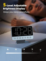 Digital Alarm Clocks for Bedrooms: Large Bold Number 5 Brightness Dimmer - Easy to Read Across The Room - 5 Alarm Sound 8 Night Light - Silver