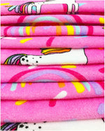 Beach Towel for Kids Velvet Terry Blanket Throw 24x48 inches 100% Cotton for Bath Swimming Travel Camping and Picnic, Unicorn Pink.