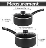 Nonstick Saucepan Set with Lid, 1 Quart and 2 Quarts Multipurpose Pots Set for Home Kitchen or Restaurant (Grey-Black)