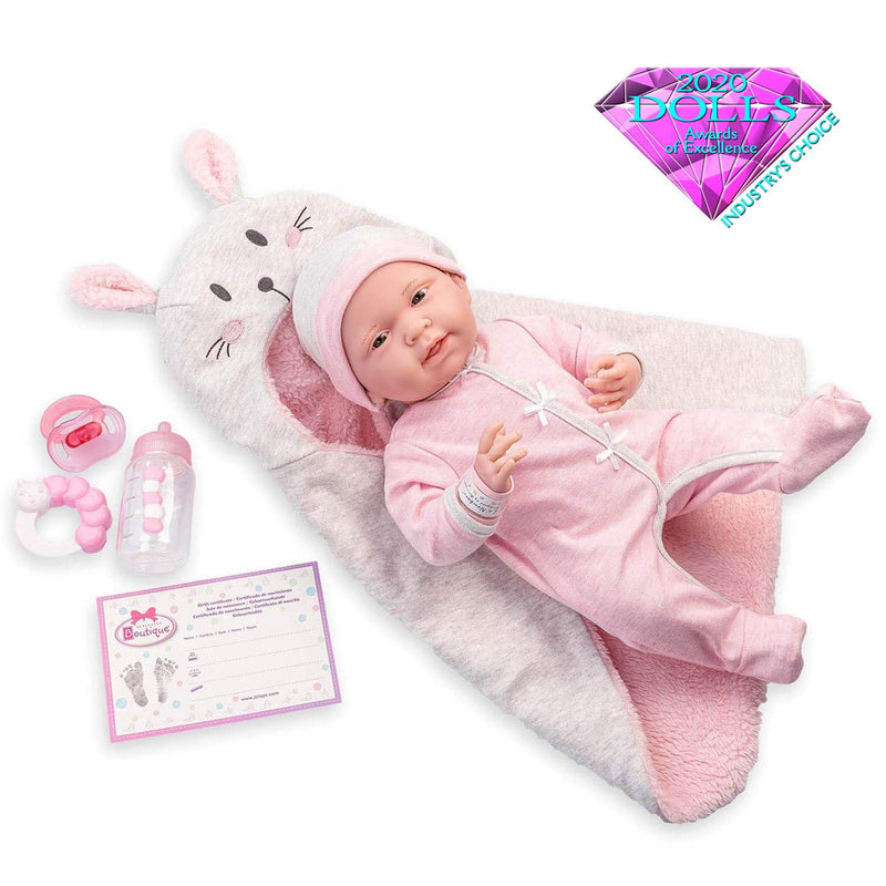 La Newborn Nursery 8 Piece Bunting Soft Body Baby Doll Gift Set 15.5" Life Lik