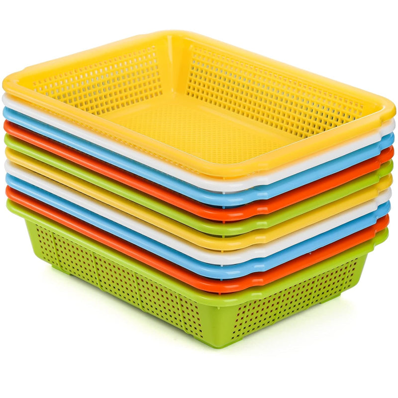 10 Pack Plastic Storage Baskets, 9.5"X7"X2.6" Colorful Stackable Desktop Organiz