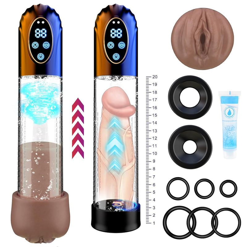 Electric Penis Extender Enlarger Pump - Adult Toys Penis Enlargement Extend Vacuum Pumps Air Pressure Device With 6 Suction, Male Masturbator Pocket Pussy Sex Toy, Adult Male Sex Toys & Games For Men