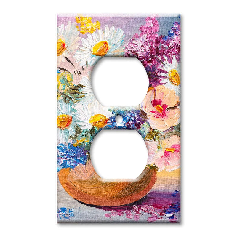 - Electrical Outlet Cover Decorative Metal Wall Plate - Switch Plate - Flowers