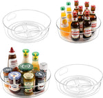 4 Pack Lazy Susan Organizer for Cabinet, Upgraded 11.5" Clear Lazy Susan Turntable with Handles and Raised Edge, Rotating Lazy Susan Spice Storage for Kitchen, Pantry, Refrigerator, Bathroom, Table