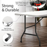 6 Feet Foldable Table with Built in Handle & Steel Legs | Heavy Duty Portable | Perfect for Party, Dining, Wedding, Events, Picnic Indoor, Outdoor, Camping, Utility, Temporary