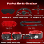 BDSM Kit Sex Bondage Restraints - 12PCS Bondage Sets Anal Plug Adult Games Sex Toys for Men Women Couples Red