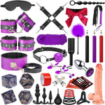 Sex Bondage BDSM Kit Restraints Sex Toys with Adjustable Handcuffs Ankle Thigh Cuffs Blindfold Adult Games for Men Women and Couples (Purple, 36 Piece Set)