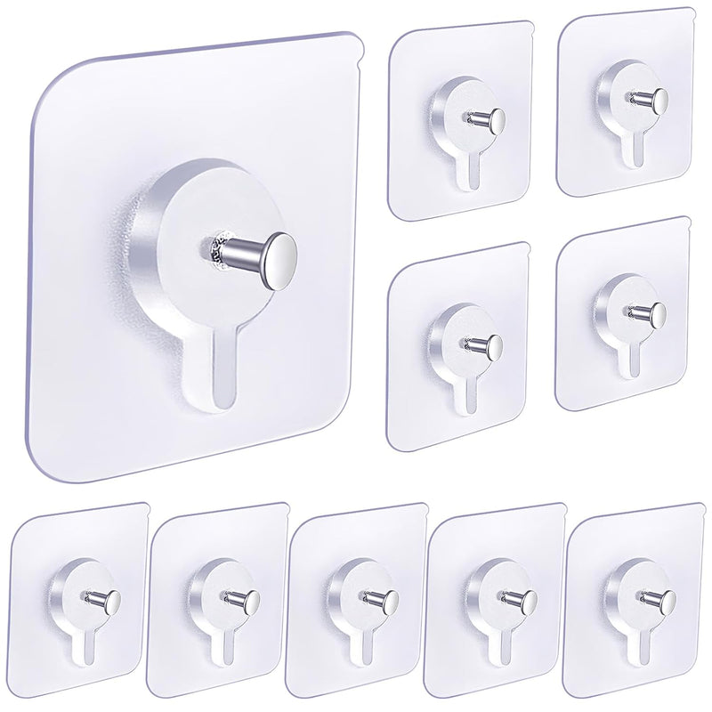 10 Pcs Adhesive Hooks For Wall, Wall Hangers Without Nails, Clear Removable And