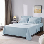 Full Seersucker Comforter Set With Sheets Light Blue Bed In A Bag 7-Pieces All Season Bedding Sets With Comforter, Pillow Sham, Flat Sheet, Fitted Sheet, Pillowcase