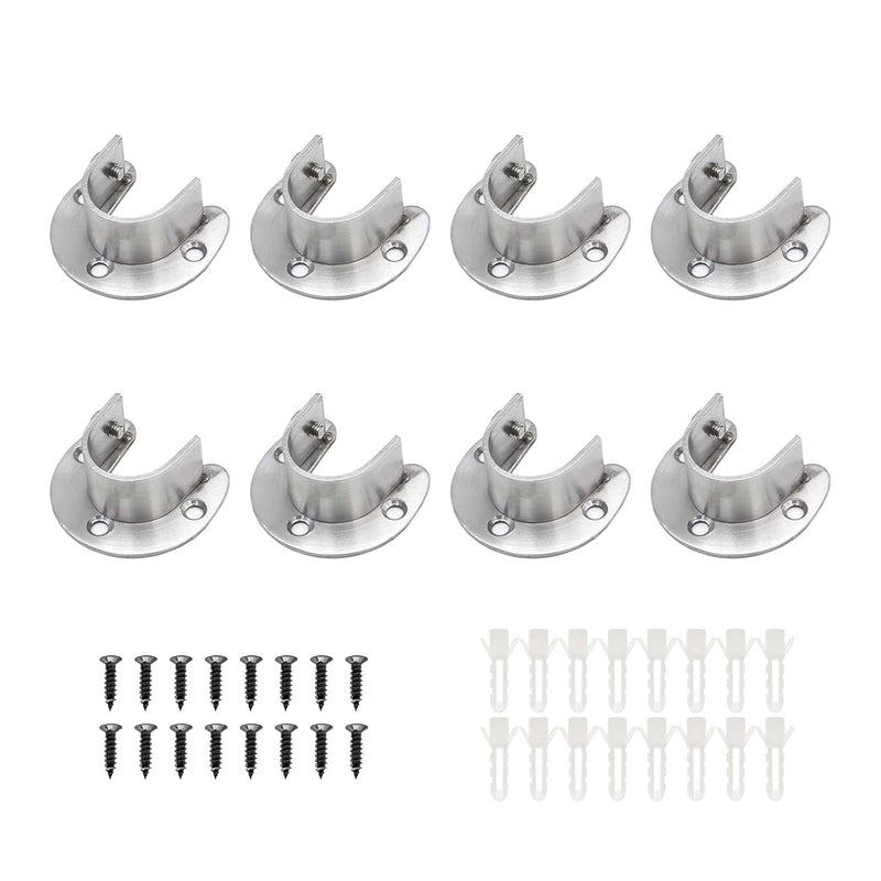 Stainless Steel Closet Rod Bracket,8 Pcs 0.98In U-Shaped Closet Rod Holders With