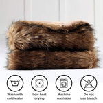 Luxury Plush Faux Fur Throw Blanket, Long Pile Brown With Black Tipped Blanket, Super Warm, Fuzzy, Elegant, Fluffy Decoration Blanket Scarf For Sofa, Armchair, Couch And Bed, 50''X 60''