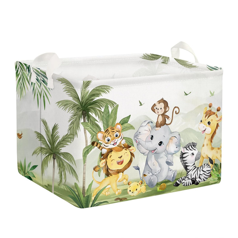 Rectangular Safaci Animals Storage Baskets Tropical Rainforest Elephant Giraffe