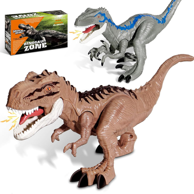 2Pcs Dinosaur Toys For Kids 3 5, Velociraptor T Rex Toys For Child, Tyrannosau