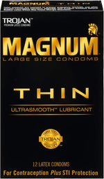 Magnum Thin Large Size Lubricated Condoms - 12 Count (Pack of 1)