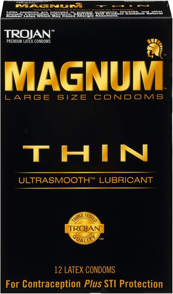 Magnum Thin Large Size Lubricated Condoms - 12 Count (Pack of 1)