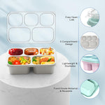 Bento Lunch Box, Bento Box, Reusable Lunch Box Kids with 5 Compartments Meal Prep Containers for Kids and Adults, Lunch Snack Containers with Utensils & Transparent Lids for School, 4 Pack (Wheat)