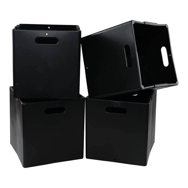 Set Of 4 Collapsible Plastic Storage Cubes Organizer With Handles, Foldable Cube