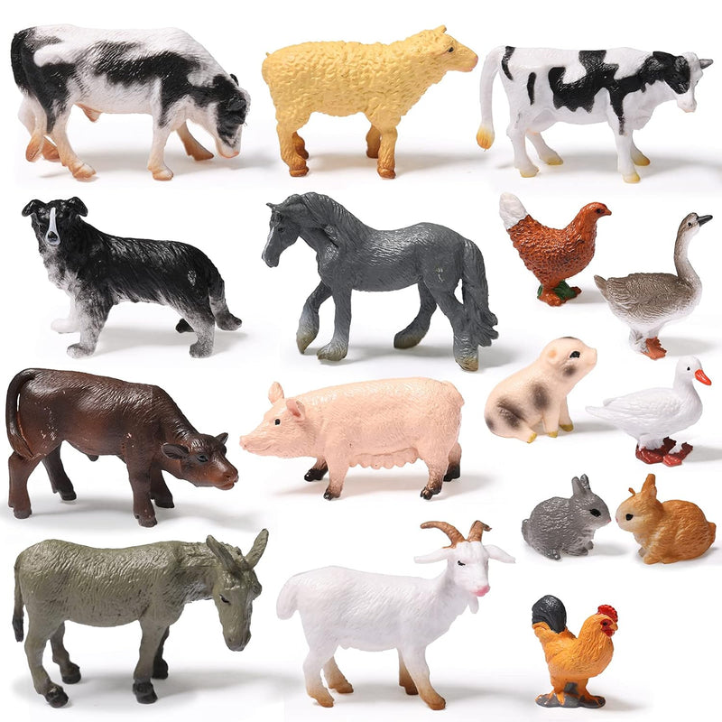 16 Pcs mini Farm Animal Toys Realistic Plastic Kids Animal Figurines Playse