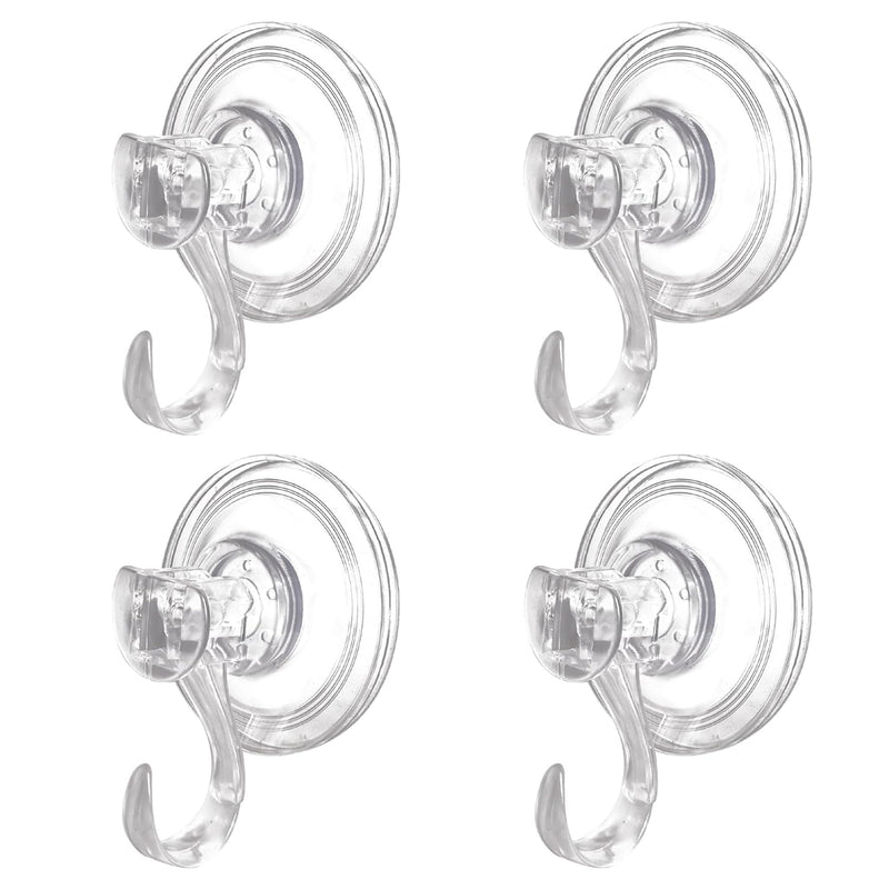 4Pcs Suction Cup Hooks, Heavy Duty Clear Vacuum Suction Hooks Removable Window W