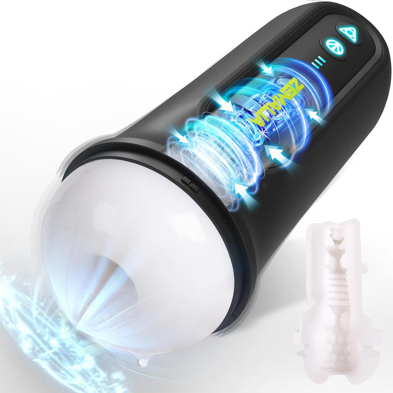 Male Masturbators Sex Toys For Men - Male Adult Toys With 5 Vibration & 5 Suction, Mens Vibrator Hands Free Pocket Pussy Penis Pump With 3D Textured Sleeve, Male Strokers Blowjob Sex Machine