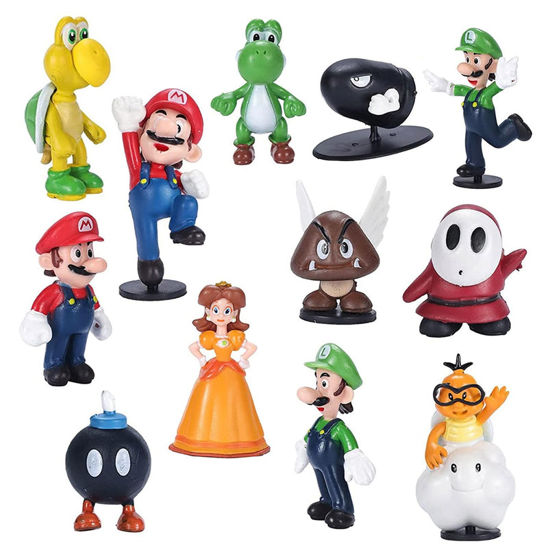 12 Packs Mario Toys Bros Super Mary Princess, Turtle, Mushroom, Orangutan,