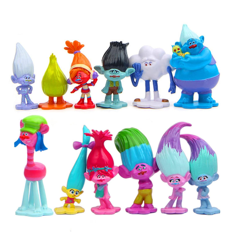 12 Pack Troll Action Figures, 1.58 2.7 Inch Troll Dolls For Easter, Hallowe