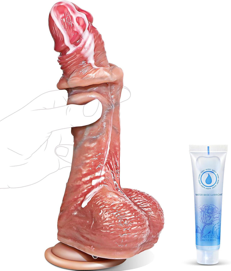 Realistic Movable Foreskin Dildo with Suction Cup – Strap-On Compatible Adult Toy