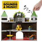 400204 Nintendo Bowser'S Castle Deluxe Bowser'S Castle Playset With 2.5" Exclusive Articulated Bowser Action Figure, Interactive Play Set With Authentic In-Game Sounds