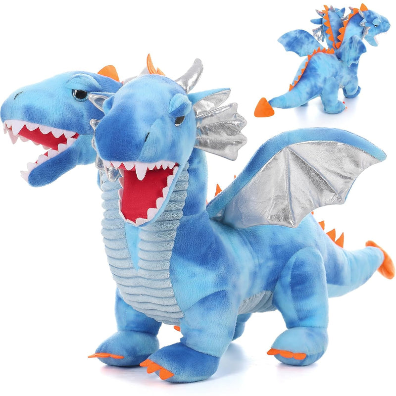 2 Head Giant Dragon Stuffed Animal, 24 Inch Soft Dragon Plush Toy With Wings,