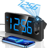 Projection Alarm Clock, Digital Clock with 180° Rotatable Projector, 3-Level Brightness Dimmer, Clear LED Display, USB Charger, Progressive Volume, 9mins Snooze,12/24H, for Bedroom