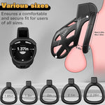 Male Chastity Cage, Large Chastity Device with 5 Sizes Rings and Invisible Lock for Man Penis Exercise Bondage Gear & Accessories Lightweight Adult Sex Toys