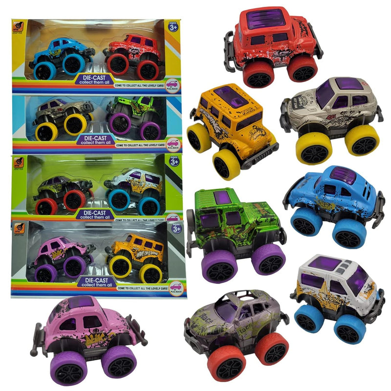 8 Pieces Monster Trucks Mini Pull Back Truck Toys For Boys And Girls,Alloy Die