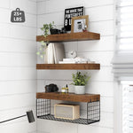 Bathroom Shelves Over Toilet Wall Mounted Floating Shelves Farmhouse Shelf Toilet Paper Storage Small 16 inch Set of 3, Rustic Brown