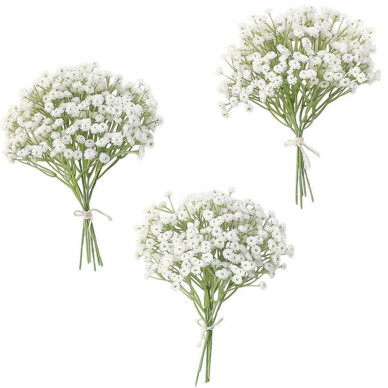 18pcs Artificial Babys Breath Gypsophila Greenery Sprays, Real Touch White Fake Flowers for Wedding Bouquets Centerpieces Floral Arrangements and Decorations