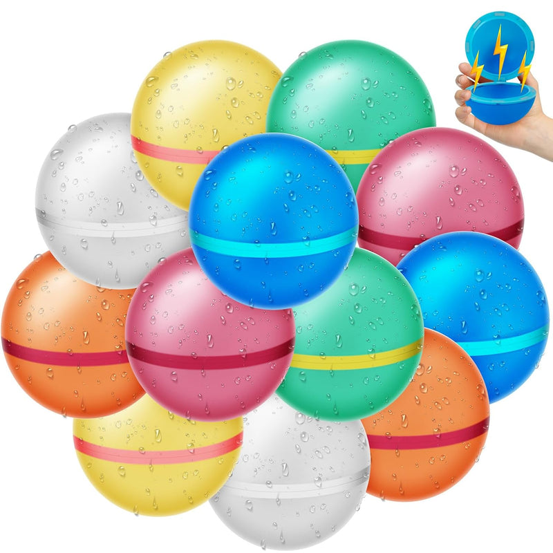 12 Pcs Reusable Water Balloons Water Balls,Bbiodegradable Water Balloons,So