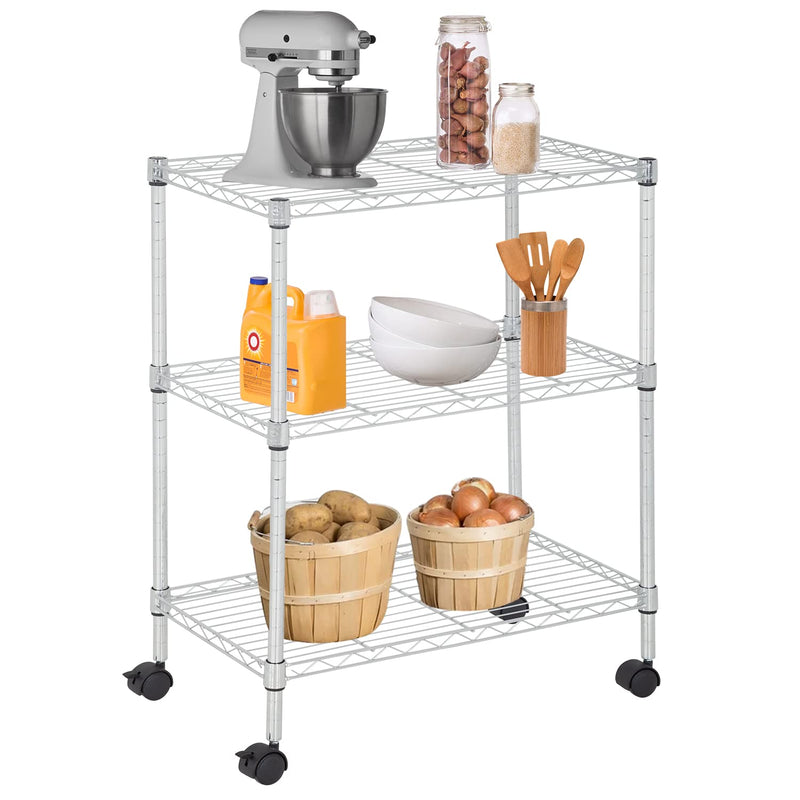 3 Tier Wire Shelving Metal Storage Shelves 23L X 13W X 32H Layer Storage Shelves