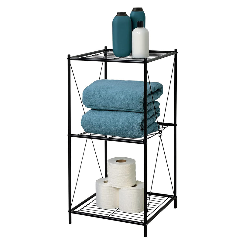 Floor Stand, 3 Shelves, For Bathroom, Bedroom, Utility Room Storage Rack, Cross-