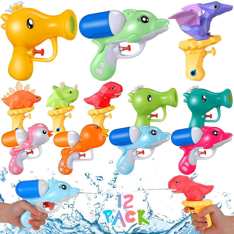 12 Pack Water Guns For Kids, Small Dinosaur Water Pistols, Summer Swimming Poo