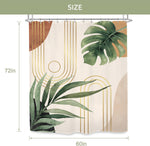 Boho Sage Green Shower Curtain 60Wx72L Inches, Abstract Bohemian Mid Century Bathroom Curtains, Plant Botanical Palm Leaf Shower Curtain Set Bath Accessories Fabric Waterproof 12 Hooks