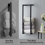 Towel Rack for Rolled Towels, Towel Rack for Bathroom,Wall Mounted Metal Bathroom Organizer, Bath Towel Holder Wall for Modern Small Space Bathroom Towel Storage (Black)