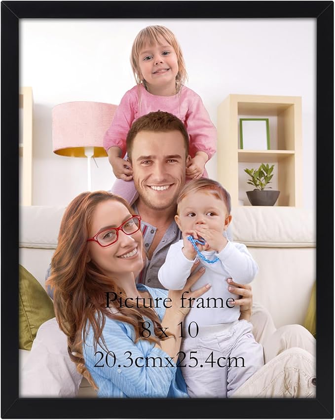 8x10 Picture Frame Black, 8 by 10 Thin Photo Frame for Wall Tabletop Display, Single