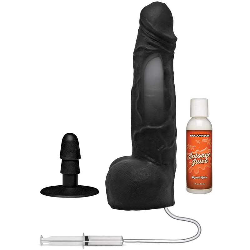 Merci - Squirting 10" Ultraskyn Dildo - With Removable Vac-U-Lock Suction Cup - For Adults Only, Black