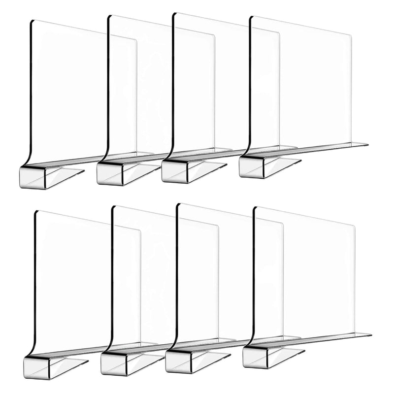 8 Pack Clear Shelf Dividers, Transparent Closet Organizer, Acrylic Dividers For